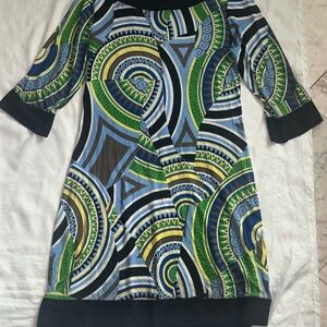 Papillon Blanc Multicolor Geometric Dress